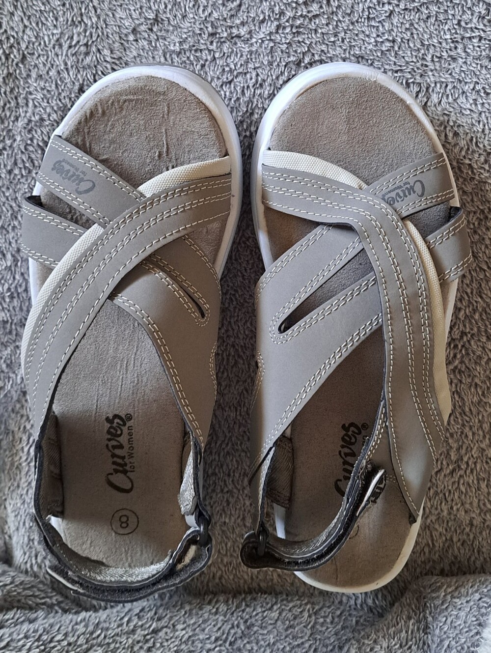 Curves Gray Strappy Sandals